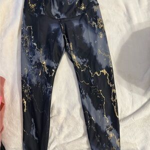 Old Navy Black Marble-Print Leggings with Gold Vein Detail